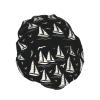 White Sailboat and Seagull Shower Cap for Women Reusable Washable Elastic Band Bath Hair Hat view 2