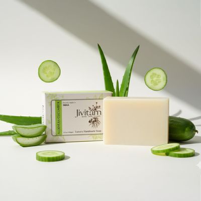 Activated Charcoal Soap Bar Pack of 3  Deep Cleansing Handmade Bathing Bars for Clear Skin, Gentle Face & Body Soap (Aloevera and Cucumber)