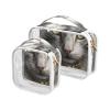 Bolaz 2 Pack Clear Cosmetic Bags with Handles-Exotic Ethnic Style Kitten, PVC Toiletry Bags Zipper Waterproof Portable Travel Storage Pouch view 1