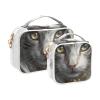 Bolaz 2 Pack Clear Cosmetic Bags with Handles-Exotic Ethnic Style Kitten, PVC Toiletry Bags Zipper Waterproof Portable Travel Storage Pouch view 2
