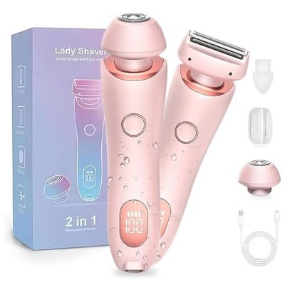 Livora Shaver for Women,Razor for Women,2 in 1 Wet & Dry Waterproof Razors,Silk Glide Pro Shaver with Removable Head for Leg Arm Underarm Bikini Area,Pink