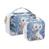 Bolaz 2 Pack Clear Cosmetic Bags with Handles-White Leopard Cub, PVC Toiletry Bags Zipper Waterproof Portable Travel Storage Pouch view 2