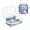 Bolaz 2 Pack Clear Cosmetic Bags with Handles-White Leopard Cub, PVC Toiletry Bags Zipper Waterproof Portable Travel Storage Pouch view 3