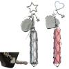 Lipstick Holder Stainless,Chic Lip Gloss Holder with Mirror,2in1 Lipstick Holders for Purse, Small Bling Crystal Lipsticks Storage Bag Key Chain (Heart+Stars) view 1