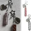 Lipstick Holder Stainless,Chic Lip Gloss Holder with Mirror,2in1 Lipstick Holders for Purse, Small Bling Crystal Lipsticks Storage Bag Key Chain (Heart+Stars) view 3