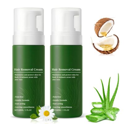 2 Pcs Botane Hair Removal,With Natural Aloe Vera  Quick & Gentle,Fast-Acting Hair Remover Mousse,Natural Aloe Vera Moisturizing Nourishing Non-sticky,For Face Body & Intimate