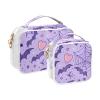 Bolaz 2 Pack Clear Cosmetic Bags with Handles-Purple Bat Spiderweb Heart Pattern, PVC Toiletry Bags Zipper Waterproof Portable Travel Storage Pouch view 2