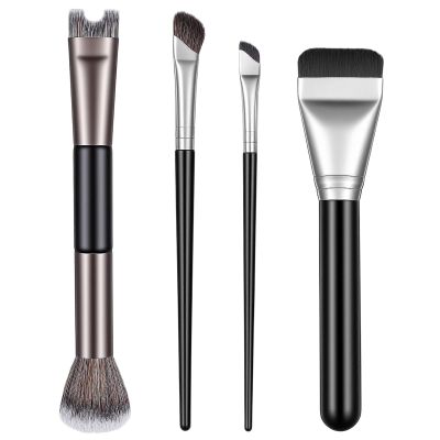 4pcs 2 in 1 Nose Contour Brushes U Shaped Fluffy Makeup Brush Flat Foundation Brush Angled Contouring Brushes Set for Defining Nose Shadow Face Sculpting Highlighting Women Makeup Beginners