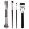 4pcs 2 in 1 Nose Contour Brushes U Shaped Fluffy Makeup Brush Flat Foundation Brush Angled Contouring Brushes Set for Defining Nose Shadow Face Sculpting Highlighting Women Makeup Beginners view 1