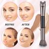 4pcs 2 in 1 Nose Contour Brushes U Shaped Fluffy Makeup Brush Flat Foundation Brush Angled Contouring Brushes Set for Defining Nose Shadow Face Sculpting Highlighting Women Makeup Beginners view 4