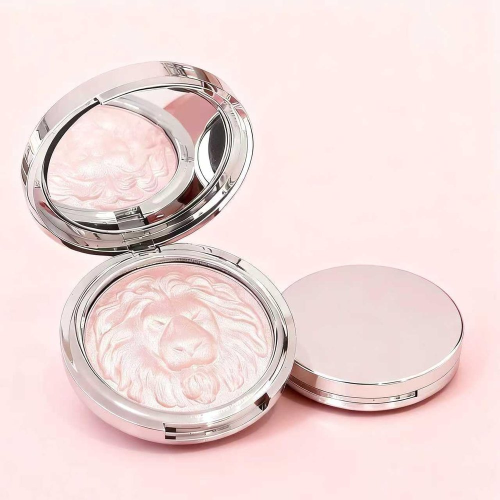 Luxury Pearl Shimmer Highlighter Powder, Pink, 14g, Long-Lasting Pearlescent Makeup Palette for Face and Body, Professional Cosmetic Brightening (03#)