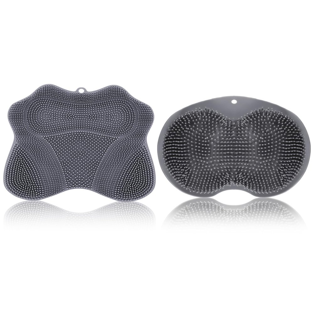 Aiuulu Shower Foot Scrubber Mat & Back Scrubber Set, Wall Mounted with Suction Cups for Deep Cleaning Shower Foot Back Brush Pad