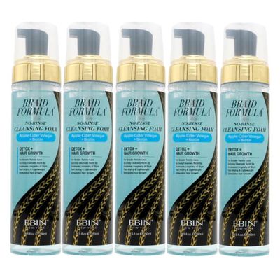 EBIN NEW YORK Foam Cleanser  5x Braid Formula No-Rinse Cleansing Foam 8.5oz with Apple Cider Vinegar & GreenApple Scalp Care Bundle  Rinse-Ease Hair Refresh & Build-Up Removal Gift Set (5 Items)