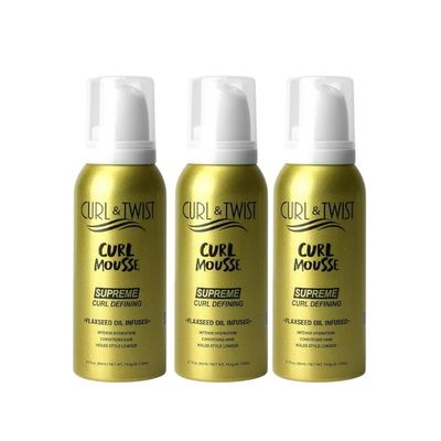EBIN NEW YORK Curly Hair Mousse  3x Curl & Twist Curl Defining Mousse 80 ml Bundle Lightweight Hold, Moisture & Shine for Defined Waves and Spirals  Gift Set (3 Items)