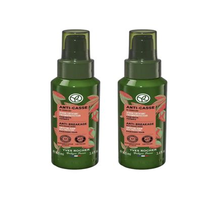 Yves Rocher Anti-Breakage Fortifying Serum with Organic Jojoba Oil Nourishes, Restores, and Protects Hair from Heat Damage up to 230C 100 ml./3.3 fl.oz. Set of 2