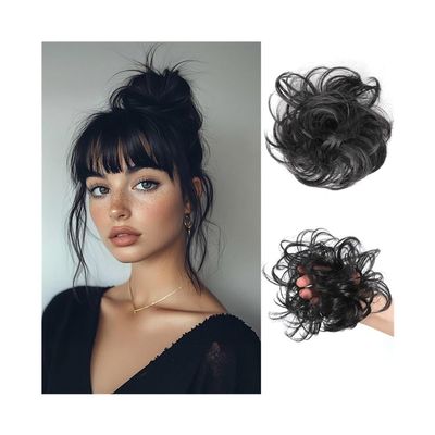 Hair bun Messy Bun Hair Piece Elastic Band Wavy Curly Scrunchies Extensions Synthetic Chignon Hair Bun Hair Piece for Women(2)
