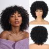 Phloxyn Fluffy Soft Kinky Curly Wigs Human Hair Glueless Short Afro with Bangs Natural Black Daily Party Heat Resistant Lightweight (10inch,Black) view 2