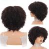 Phloxyn Fluffy Soft Kinky Curly Wigs Human Hair Glueless Short Afro with Bangs Natural Black Daily Party Heat Resistant Lightweight (10inch,Black) view 3
