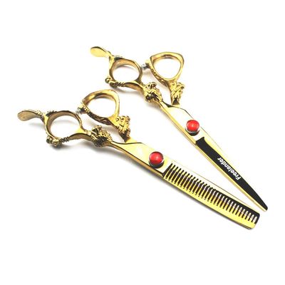 6.0 Inch Gold Multifunctional Stainless Steel Barber Shears, Salon Haircut Scissors Cutting Set Tools, Sharp and Precise, for Women, Men and Hairdressers