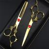 6.0 Inch Gold Multifunctional Stainless Steel Barber Shears, Salon Haircut Scissors Cutting Set Tools, Sharp and Precise, for Women, Men and Hairdressers view 3