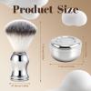 2Pcs Professional Shaving Brush and Bowl Kit for Men, Stainless Steel Shaving Bowl and Brush Set, Wide Mouth Soap Mug Bowl with Lid for Home Barber Shop view 2