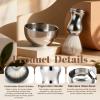 2Pcs Professional Shaving Brush and Bowl Kit for Men, Stainless Steel Shaving Bowl and Brush Set, Wide Mouth Soap Mug Bowl with Lid for Home Barber Shop view 3