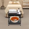 2-Tier Foldable Foot Bath Cart, Portable Trolley with Locking Wheels for Esthetician, Nail Salon, Spa, Mobile Massage & Clinic (Black) view 4