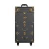 ALUIWNH Professional Rolling Makeup Train Case with Lock, Hairdressing Trolley Cart Cosmetology Case on Wheels for Salon Stylists, Cosmetic Organizer with Drawers and Hair Dryer Holder view 1