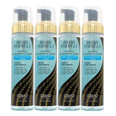 EBIN NEW YORK Foam Cleanser  4x Braid Formula No-Rinse Cleansing Foam 8.5oz with Apple Cider Vinegar & GreenApple Scalp Care Bundle  Rinse-Ease Hair Refresh & Build-Up Removal Gift Set (4 Items)