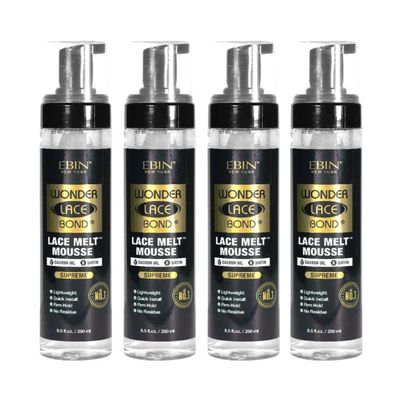 EBIN NEW YORK 4x Wonder Bond Lace Melt Mousse 250ml Styling and Lace Blending Foam for Wig Application and Hold  Gift Set (4 Items)