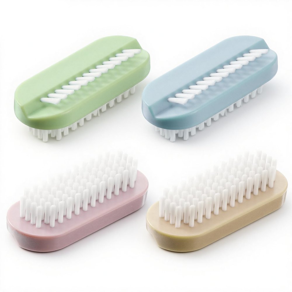 4 Pack Nail Brush for Cleaning Fingernails, Two Sided Fingernail Scrub Brush Soft Stiff Bristles Nails Scrubber Brushes Hand Nail Cleaning Brushes for Hands, Toes Men, Women