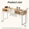 Nail Desk with Storage Drawers and Shelves for Nail Tech, Wooden Manicure Table with Metal Frame, Utility Nail Tech Workstation, Beauty Table for Beauty Salon, Studio, Spa, Home(Khaki,80cm/31.5'') view 2