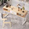 Nail Desk with Storage Drawers and Shelves for Nail Tech, Wooden Manicure Table with Metal Frame, Utility Nail Tech Workstation, Beauty Table for Beauty Salon, Studio, Spa, Home(Khaki,80cm/31.5'') view 3