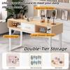 Nail Desk with Storage Drawers and Shelves for Nail Tech, Wooden Manicure Table with Metal Frame, Utility Nail Tech Workstation, Beauty Table for Beauty Salon, Studio, Spa, Home(Khaki,80cm/31.5'') view 4