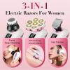 3-in-1 Electric Razors for Women,Bikini Trimmer for Women,7D Painless Electric Shaver with Facial Cleansing Brush,Gifts for Women,Replaceable Hair Remover for Legs Water Resistant Wet/Dry (Pink) view 3