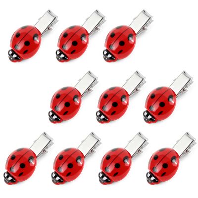10 PCS Fun Ladybug Hair Clips, Cute Lady Bug Barrettes Funky Insect Hair Clips Whimsical Accessories for Girls Women Back to School Halloween Cosplay Themed Party