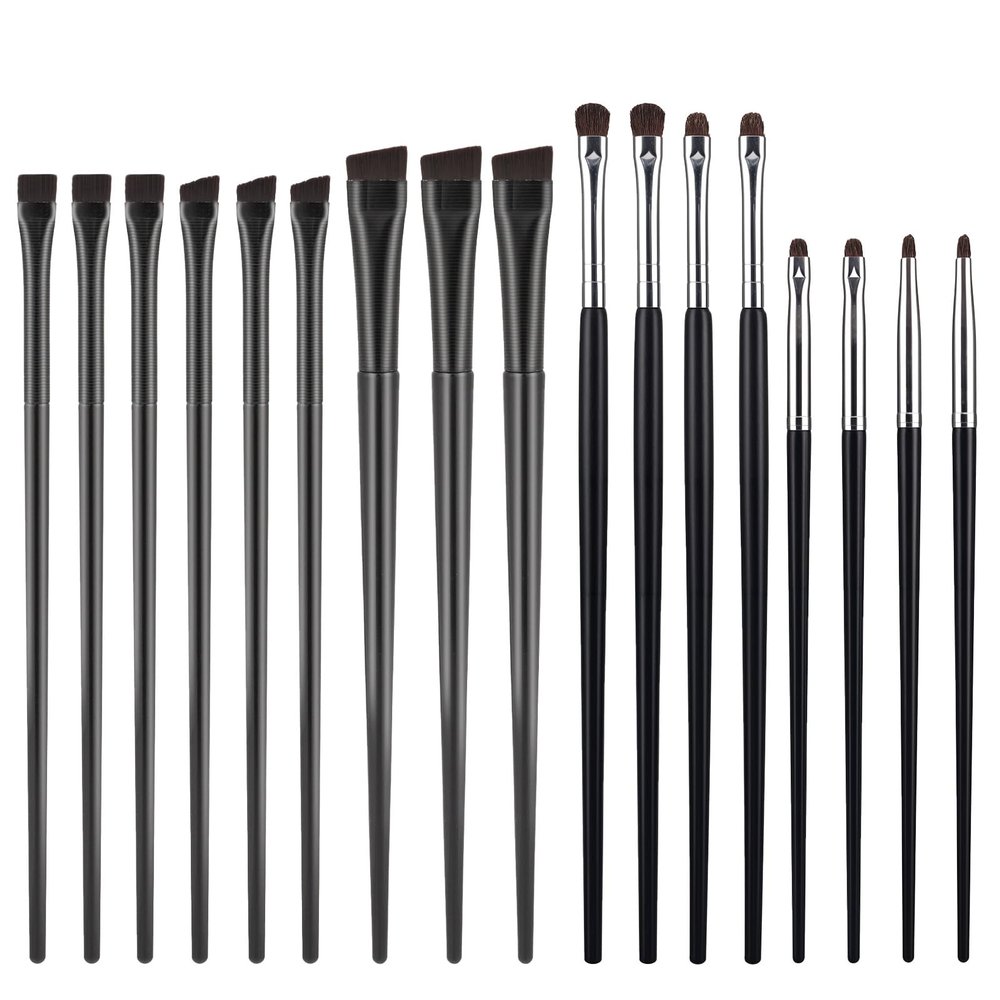 17 Pcs Flat Angled Eyeliner Brush Set Eye Makeup Brush Sets for Powder Gel Cream Liquid Concealer Eyebrow Brushes Mini Smudge Brushes for Eyeliner Eyeshadow