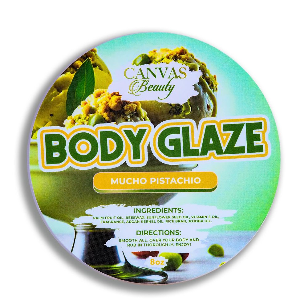 Canvas Beauty Body Glaze, Moisturizing Non-Greasy Body Butter for Women With Beeswax, Jojoba Oil, and Rice Bran for Soft and Glowy Skin (MUCHO PISTACHIO)