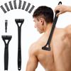ETbyto Back Shavers for Men with Foldable Long Ergonomic Handle: DIY Hair Shaver, Replaceable Safety Blade & Portable Razor Groomer for Men, Wet & Dry Shaving - Black (8PCS Blades Included) view 1