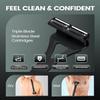 ETbyto Back Shavers for Men with Foldable Long Ergonomic Handle: DIY Hair Shaver, Replaceable Safety Blade & Portable Razor Groomer for Men, Wet & Dry Shaving - Black (8PCS Blades Included) view 2