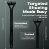 ETbyto Back Shavers for Men with Foldable Long Ergonomic Handle: DIY Hair Shaver, Replaceable Safety Blade & Portable Razor Groomer for Men, Wet & Dry Shaving - Black (8PCS Blades Included) view 4