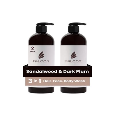 3-in-1 Hair Face Body Wash for Women & Men | 2-Pack | | Deep Moisturizing Skin & Nourishing Hair | Paraben & Sulfate Free 16.0 fl oz (Sandalwood)