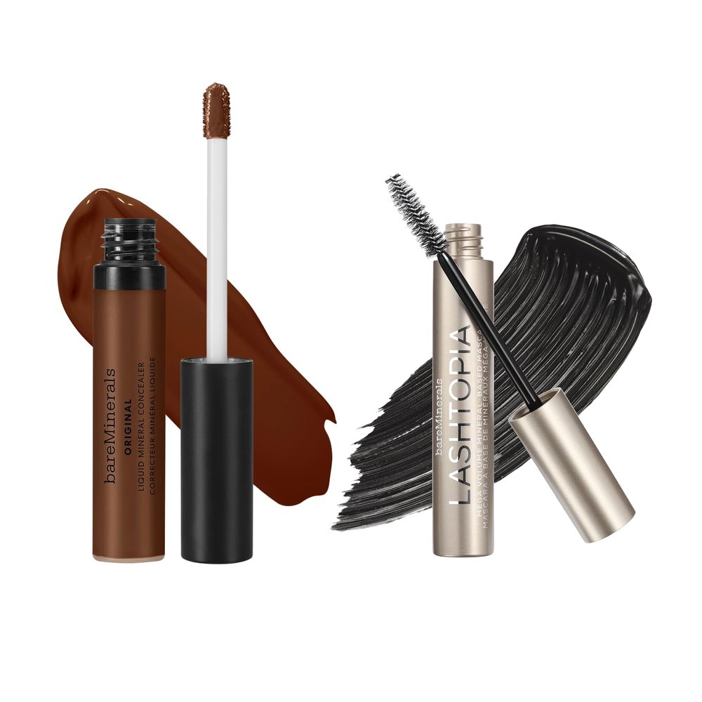 bareMinerals Original Liquid Mineral Concealer, Brightening Dark Circle + Lashtopia Mega Volume Black Mascara Bundle