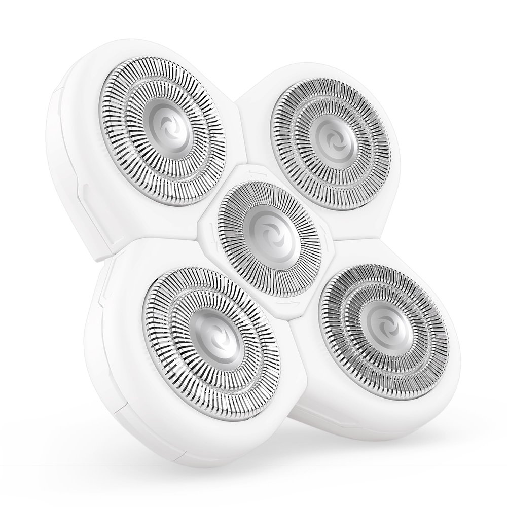 Freebird FlexSeries BodySmooth Rotary Blade Refill for Women - Gentle Shave for Sensitive Skin, 5 Contouring Heads, 50+ Shaves, Mess-Free Cleanup
