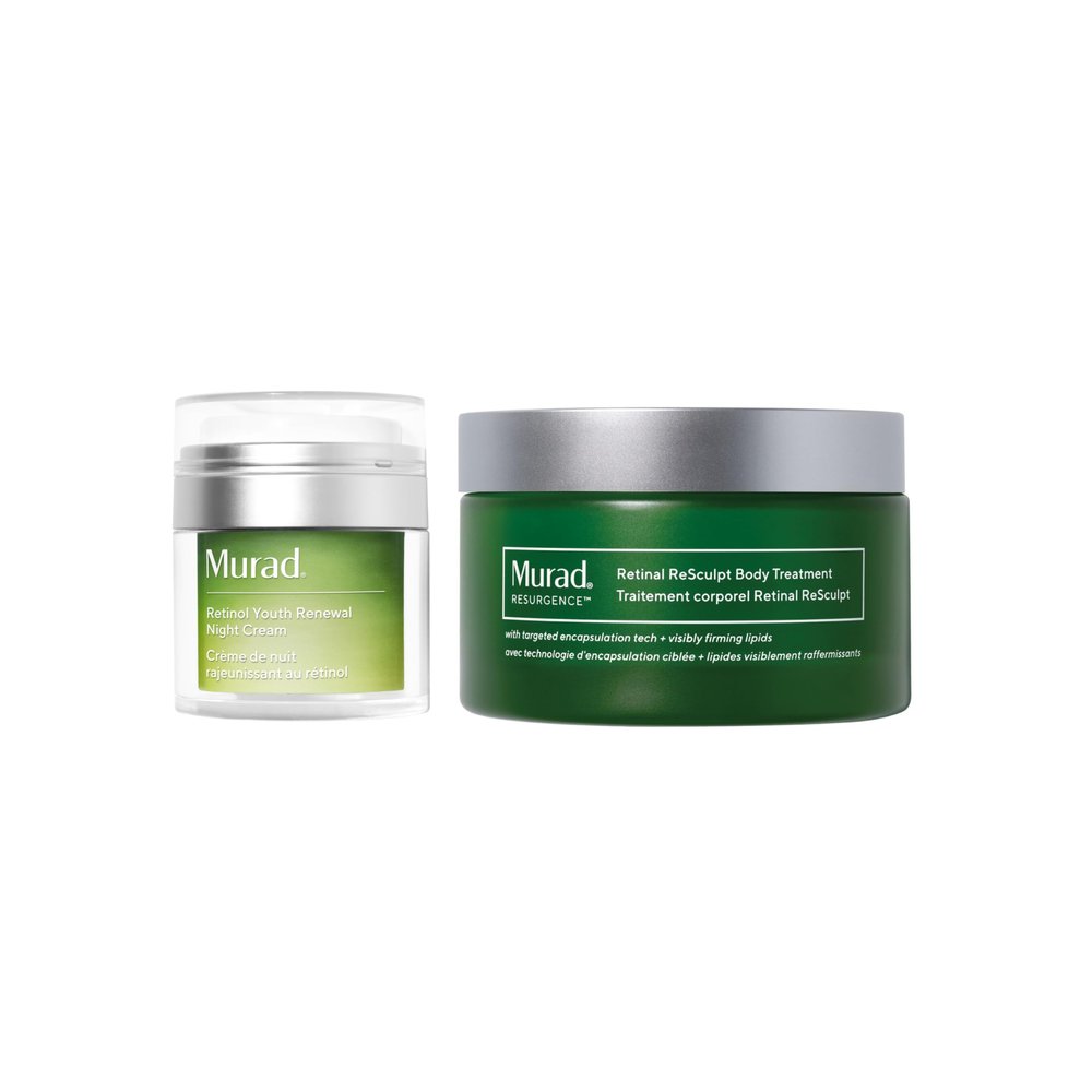 Murad Prevent & Correct, Face & Body Combo - Youth Renewal Night Cream and Resculpt Body Treatment for Targeting Sagging, Crepey Skin and Deep Wrinkles, Set of 2