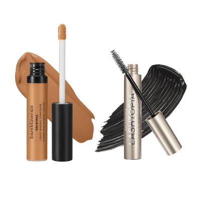 bareMinerals Original Liquid Mineral Concealer, Brightening Dark Circle + Lashtopia Mega Volume Black Mascara Bundle