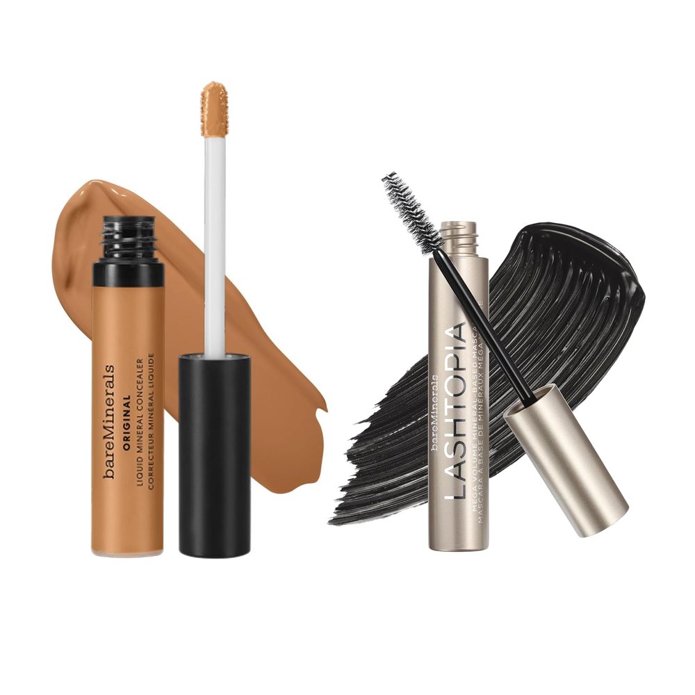 bareMinerals Original Liquid Mineral Concealer, Brightening Dark Circle + Lashtopia Mega Volume Black Mascara Bundle