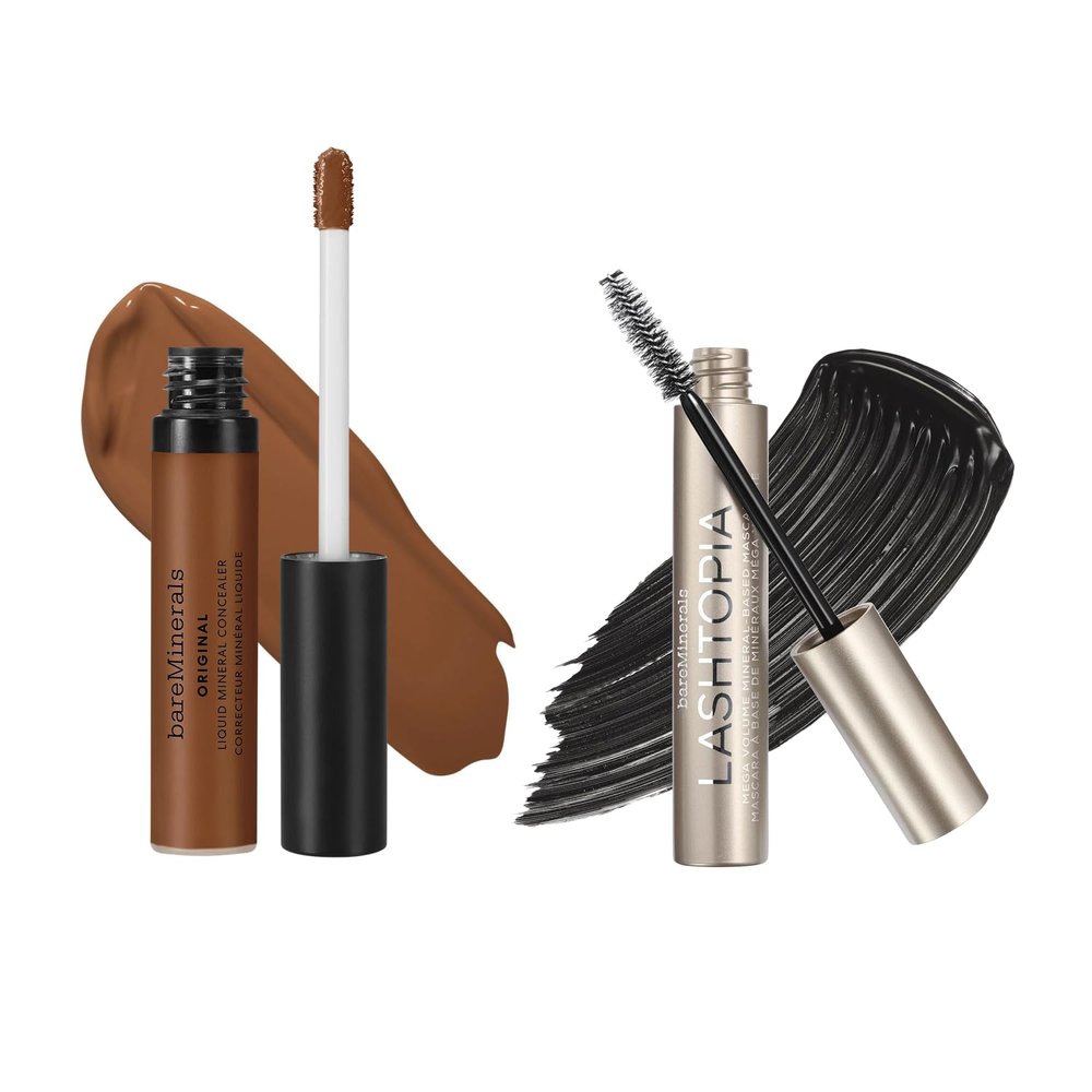 bareMinerals Original Liquid Mineral Concealer, Brightening Dark Circle + Lashtopia Mega Volume Black Mascara Bundle