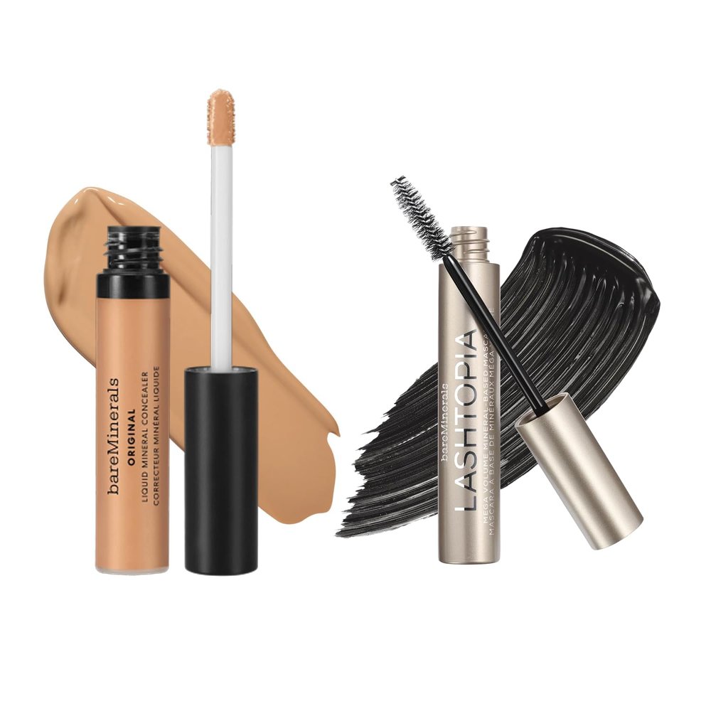 bareMinerals Original Liquid Mineral Concealer, Brightening Dark Circle + Lashtopia Mega Volume Black Mascara Bundle