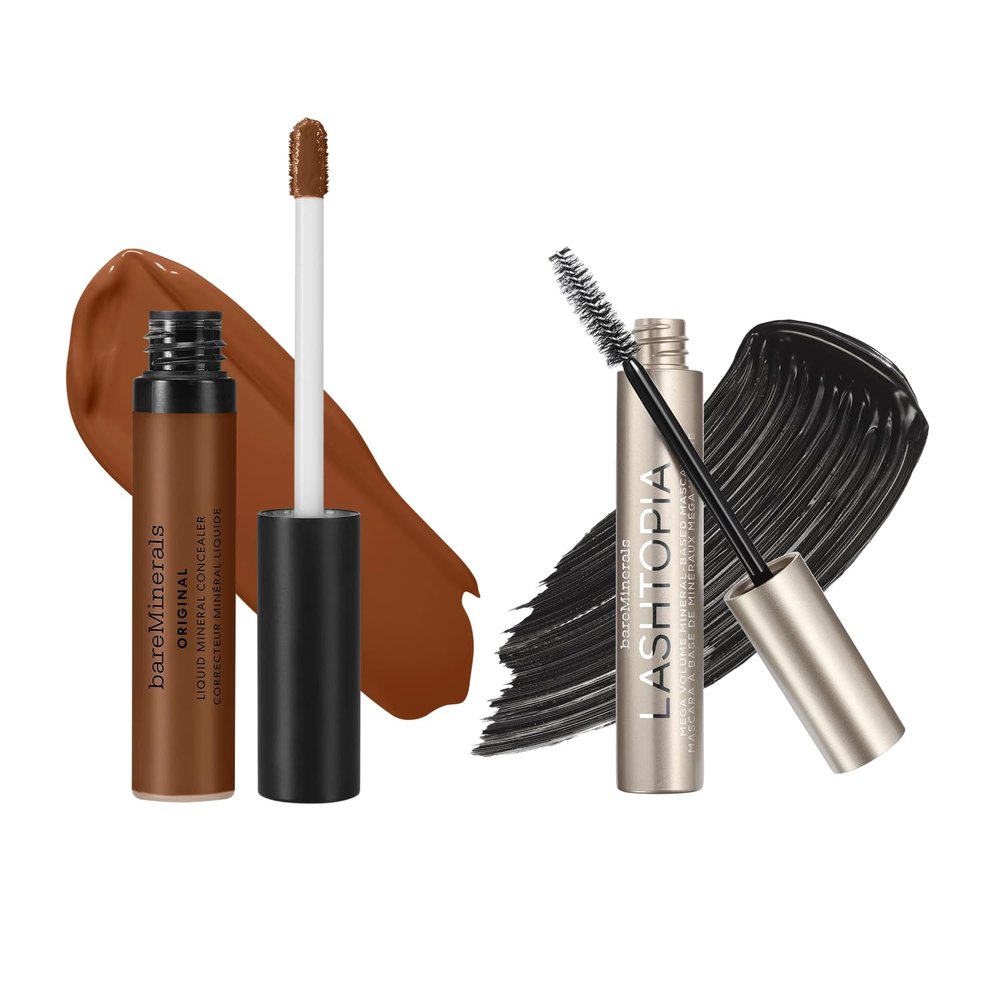 bareMinerals Original Liquid Mineral Concealer, Brightening Dark Circle + Lashtopia Mega Volume Black Mascara Bundle